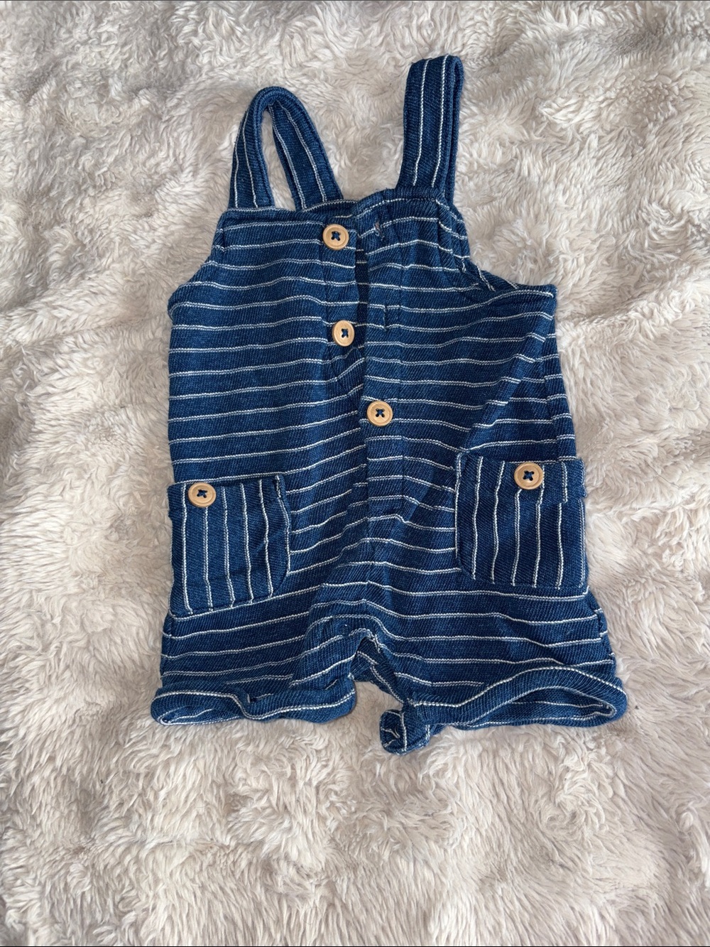Cat & Jack Navy and White Striped Knit Romper